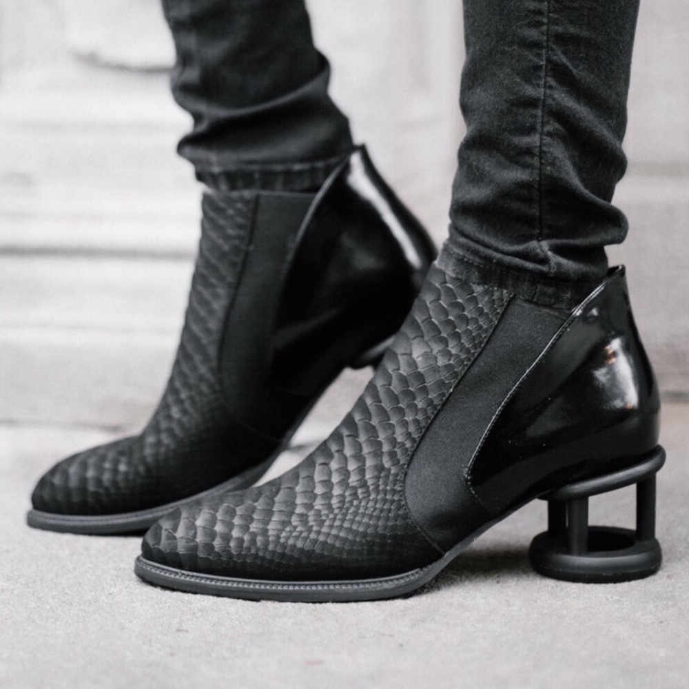 Jeffrey Campbell structured heel bootie